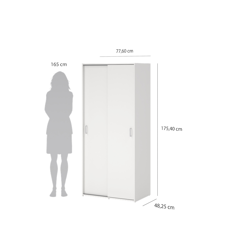 Tvilum Space Wardrobe with 2 Sliding Doors in White