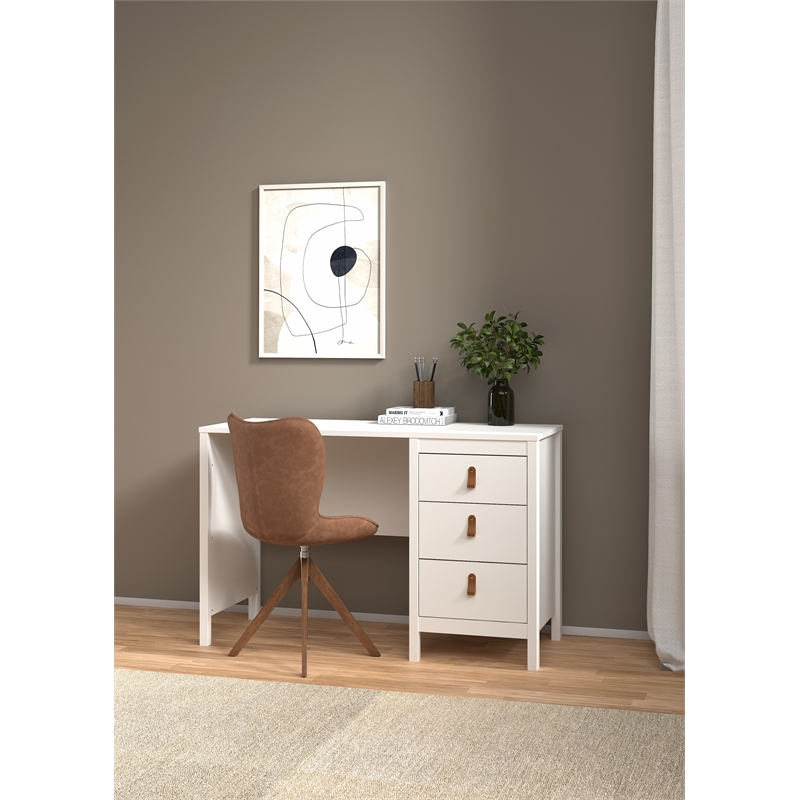 Tvilum Madrid Home Office Writing Desk with 3 Storage Drawers in White