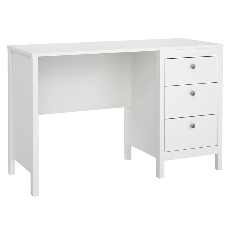 Tvilum Madrid Home Office Writing Desk with 3 Storage Drawers in White