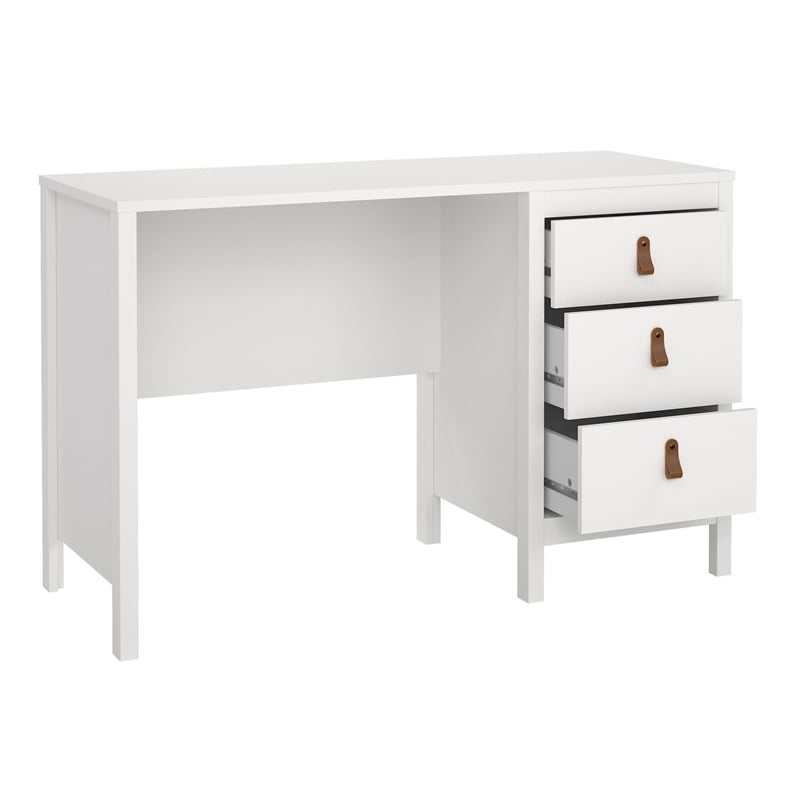 Tvilum Madrid Home Office Writing Desk with 3 Storage Drawers in White