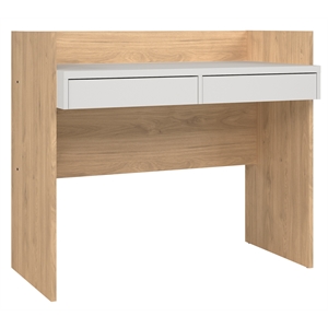 Tvilum Wren Home Office Desk with 2 Storage Drawers in White and Jackson Hickory