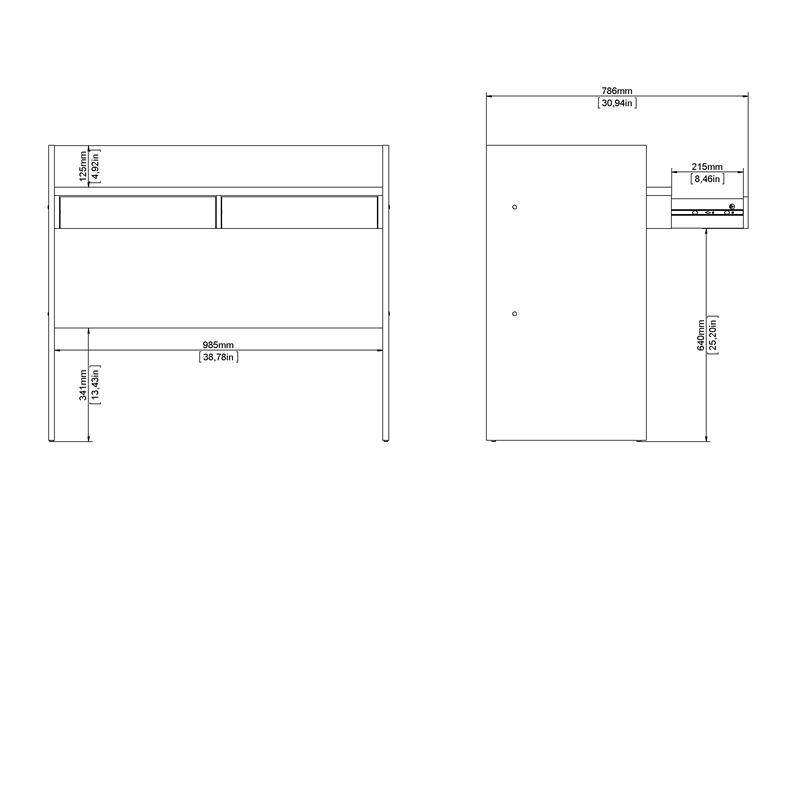 Tvilum Wren 40 in. Rectangular Hickory Engineered Wood 2-Drawer