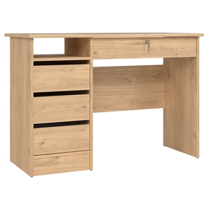 Tvilum Wescot Home Office Desk with 4 Drawers and Open Shelf in Jackson Hickory