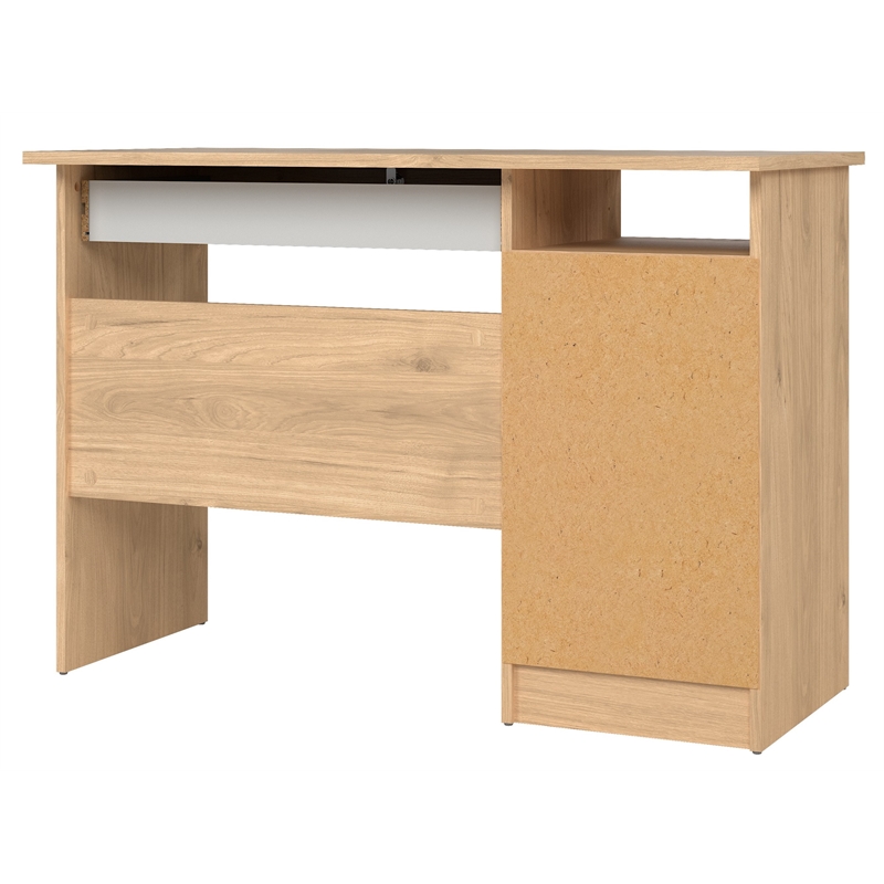 Tvilum Wescot Home Office Desk with 4 Drawers and Open Shelf in Jackson Hickory
