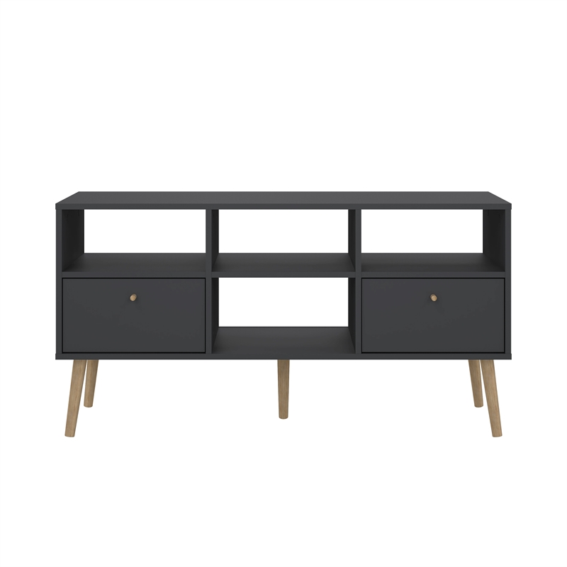 Tvilum Bodo TV Stand with 2 Drawers and 4 Shelves in Matte Grey