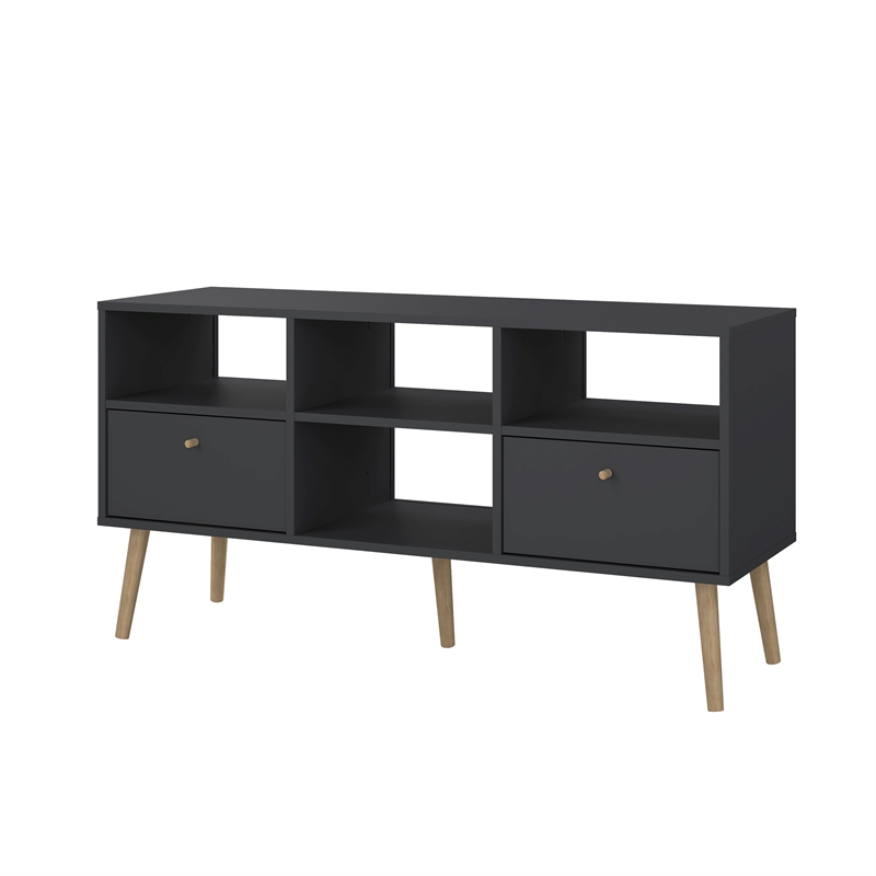 Tvilum Bodo TV Stand with 2 Drawers and 4 Shelves in Matte Grey