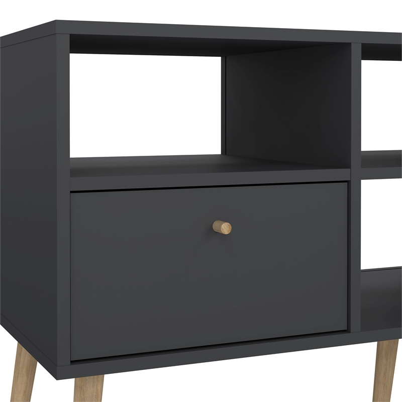 Tvilum Bodo TV Stand with 2 Drawers and 4 Shelves in Matte Grey
