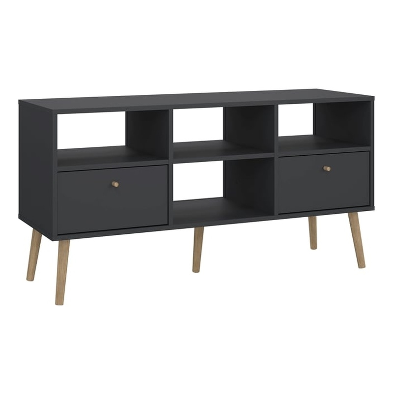 Tvilum Bodo TV Stand with 2 Drawers and 4 Shelves in Matte Grey