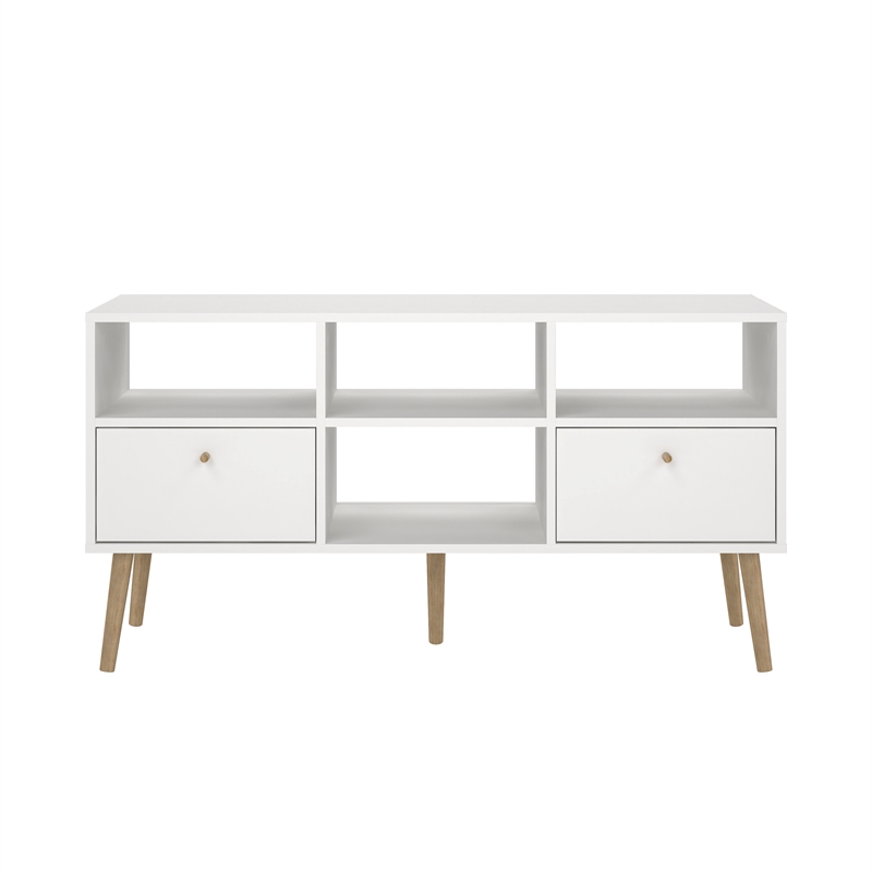 Tvilum Bodo TV Stand with 2 Drawers and 4 Shelves in White