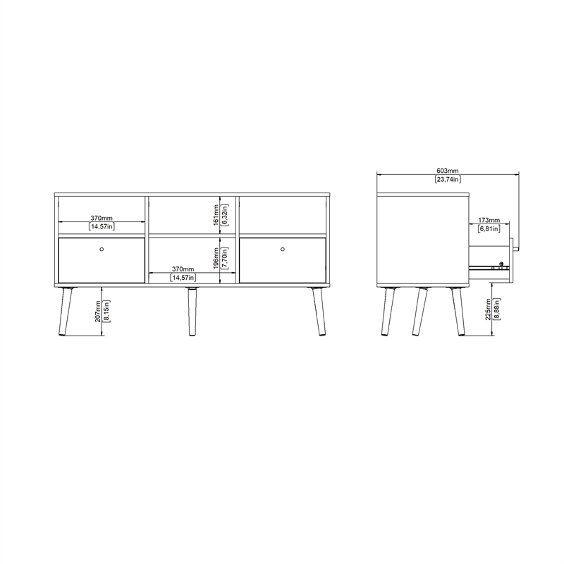 Tvilum Bodo TV Stand with 2 Drawers and 4 Shelves in White