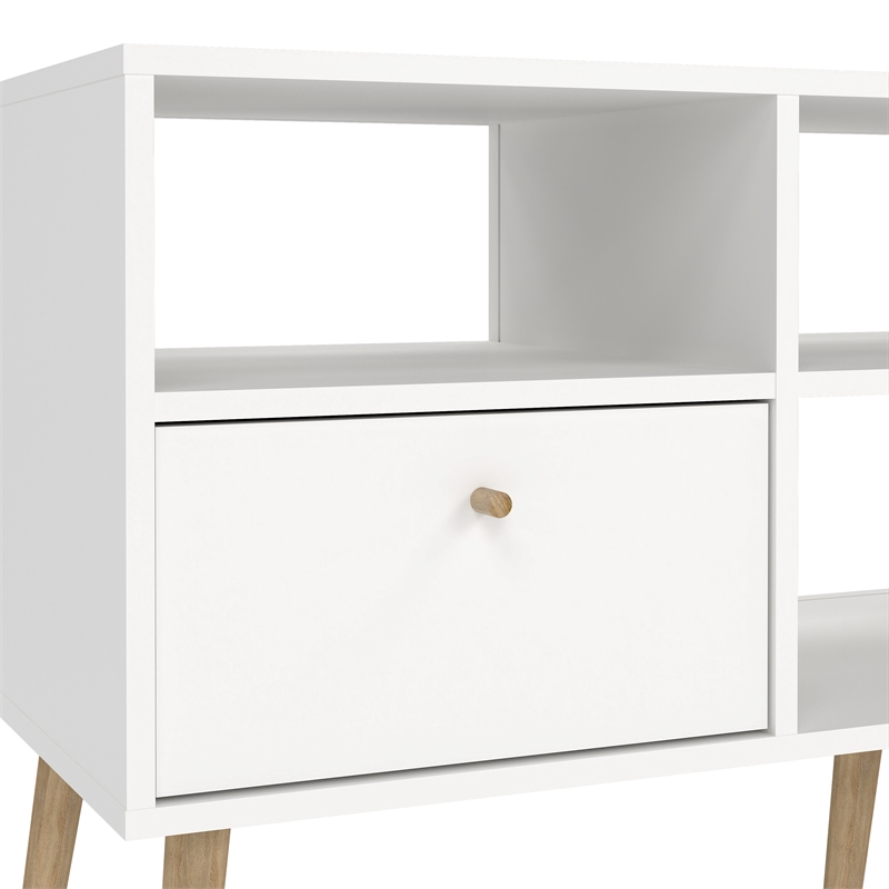 Tvilum Bodo TV Stand with 2 Drawers and 4 Shelves in White