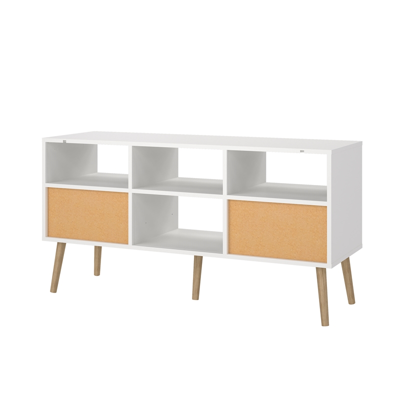 Tvilum Bodo TV Stand with 2 Drawers and 4 Shelves in White