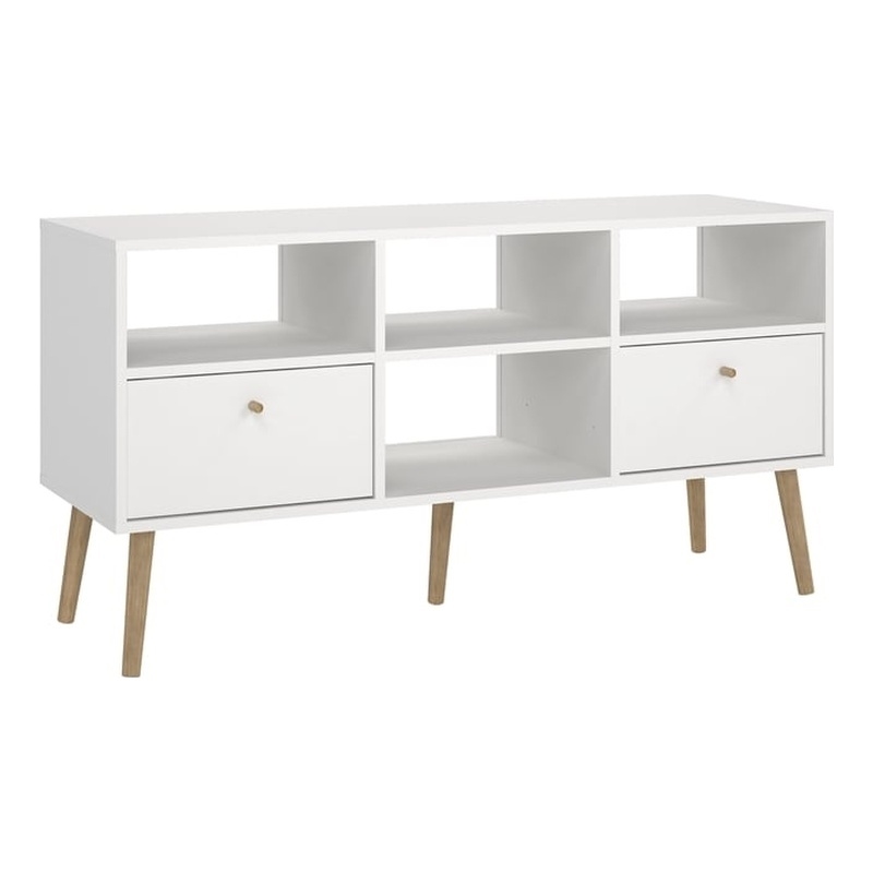 Tvilum Bodo TV Stand with 2 Drawers and 4 Shelves in White