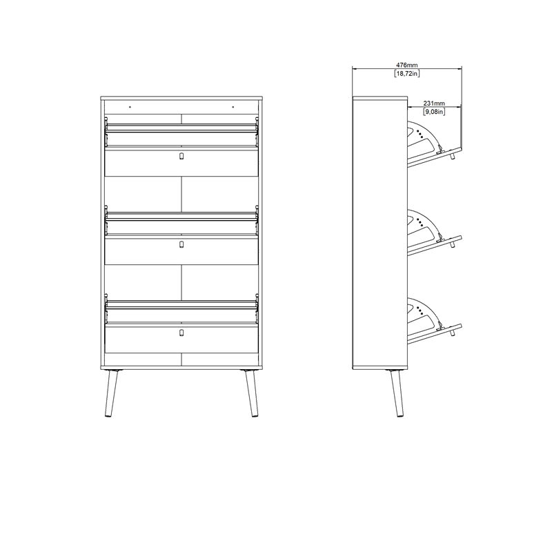 Tvilum Bodo Shoe Cabinet with 3 Storage Drawers in White