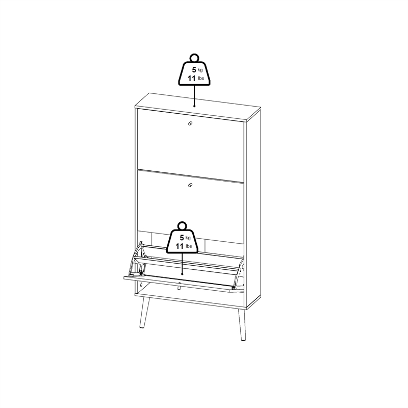 Tvilum Bodo Shoe Cabinet with 3 Storage Drawers in White