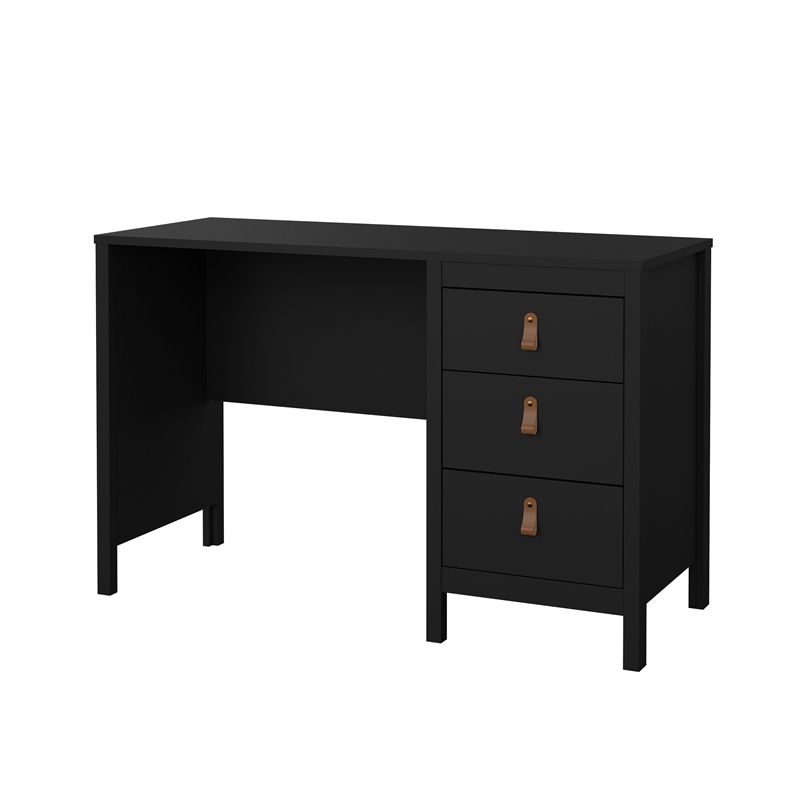 Tvilum Madrid Home Office Writing Desk with 3 Storage Drawers in Black Matte