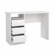Tvilum Wes Writing Desk with 3 Storage Drawers and Open Shelf in White
