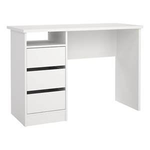 Tvilum Wes Writing Desk with 3 Storage Drawers and Open Shelf in White