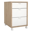 Tvilum Sign Mobile Cabinet with 3 Drawers and casters in Hickory and White