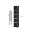 Tvilum Sign Tall Open Storage 5 Shelf Bookcase in Matte Grey and Jackson Hickory