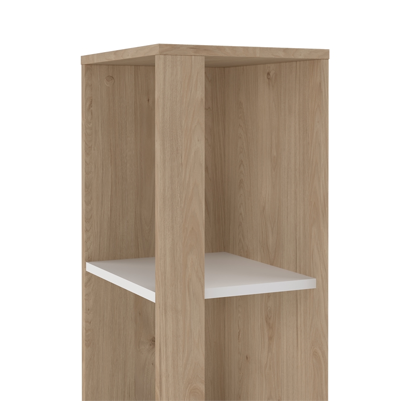 Tvilum Sign Tall Open Storage 5 Shelf Bookcase in Hickory and White