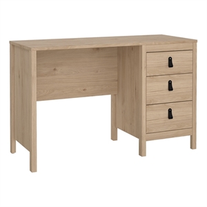 Tvilum Madrid Home Office Writing Desk with 3 Storage Drawers in Jackson Hickory