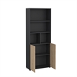 Tvilum Sign 6-Shelf Adjustable Home Office Bookcase with Doors in Black and Oak