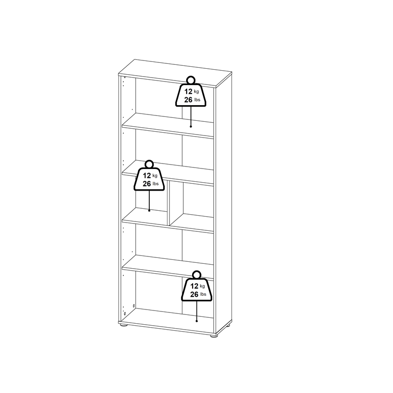 Tvilum Sign 6-Shelf Adjustable Home Office Bookcase with Doors in Black and Oak