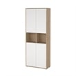 Tvilum Sign 6-Shelf Bookcase with Doors and Open Shelf Storage in Oak and White