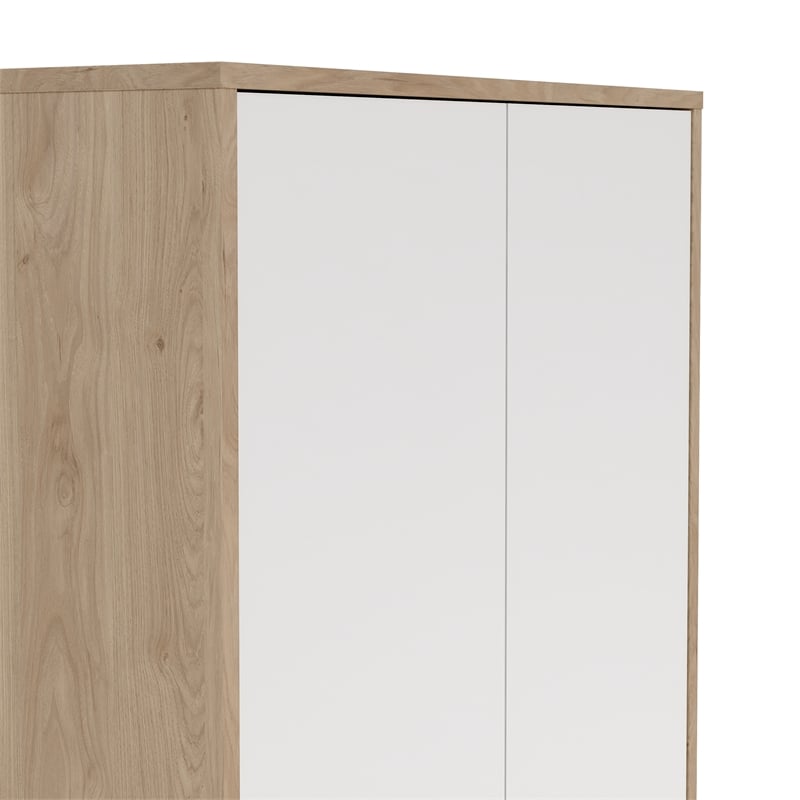 Tvilum Sign 6-Shelf Bookcase with Doors and Open Shelf Storage in Oak and White