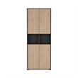 Tvilum Sign 6-Shelf Bookcase with Doors and Open Shelf Storage in Black and Oak
