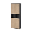 Tvilum Sign 6-Shelf Bookcase with Doors and Open Shelf Storage in Black and Oak
