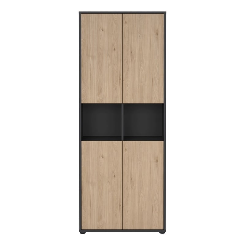 Tvilum Sign 6 Shelf Engineered Wood Storage Cabinet in Matte Grey and Oak
