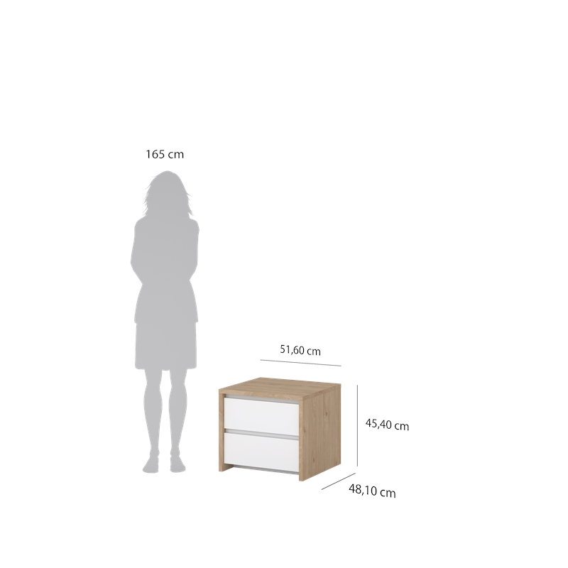 Tvilum Next 2-Drawer Bedroom Nightstand End Table in Jackson Hickory and White
