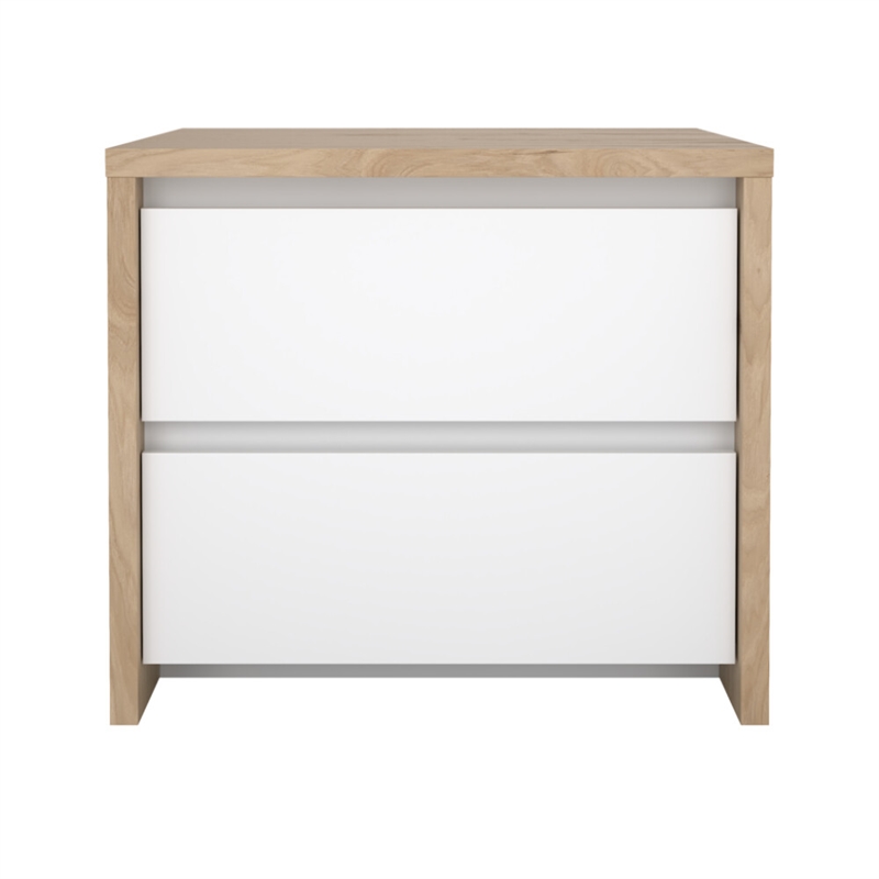 Tvilum Next 2-Drawer Bedroom Nightstand End Table in Jackson Hickory and White