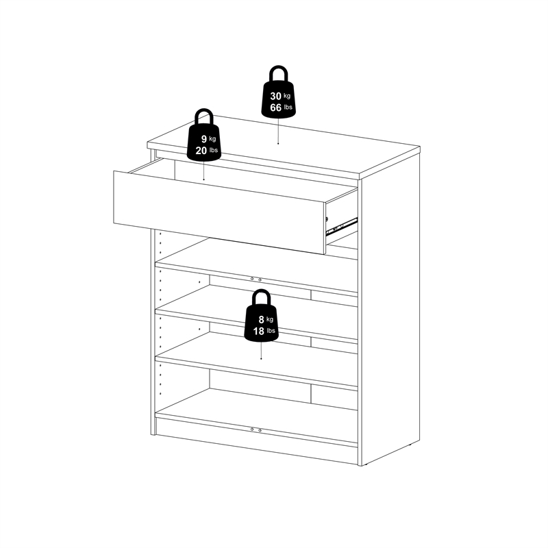 Tvilum Scottsdale White High Gloss 1-Drawer 31.65 in. W Dresser