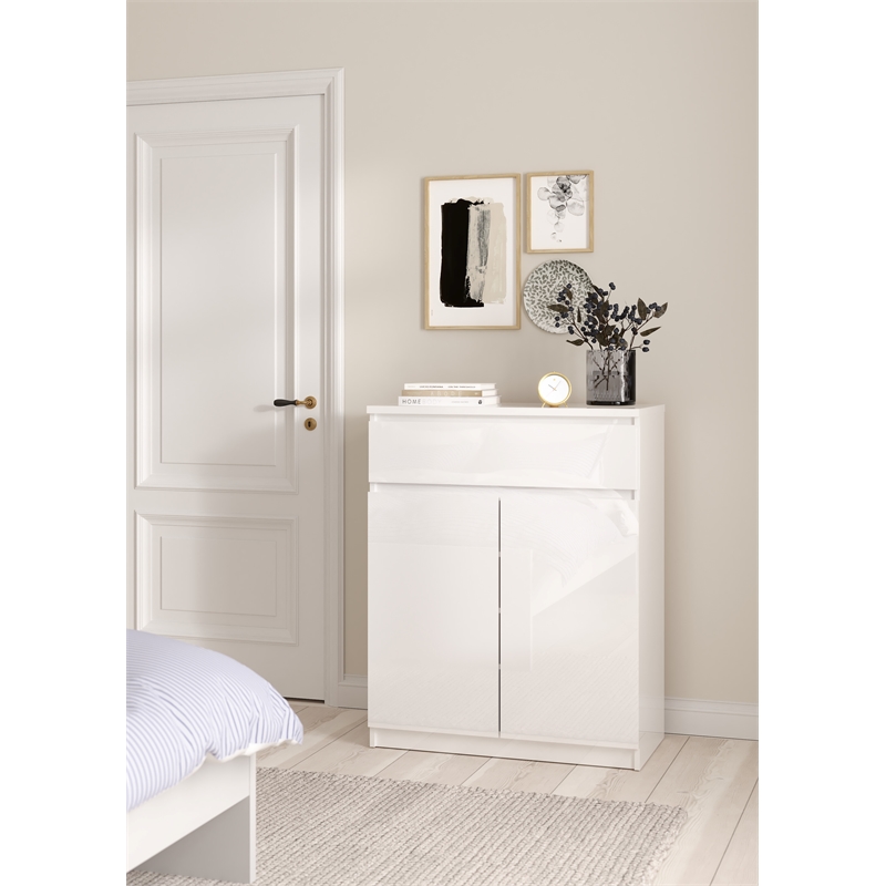 Tvilum Scottsdale White High Gloss 1-Drawer 31.65 in. W Dresser