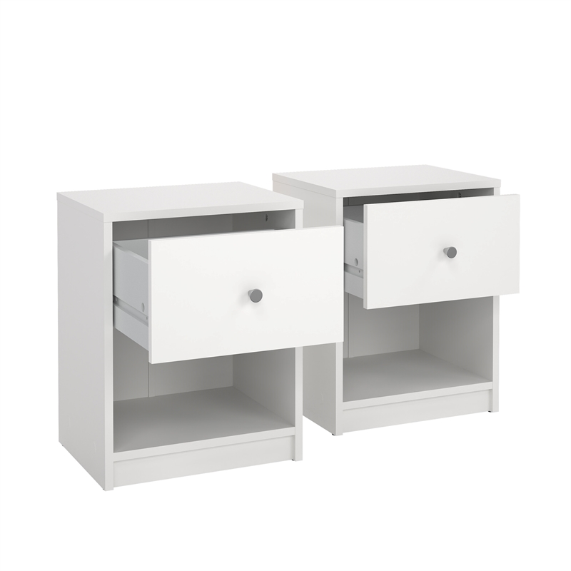 Tvilum  Portland White 1 Drawer Set of 2 Nightstand