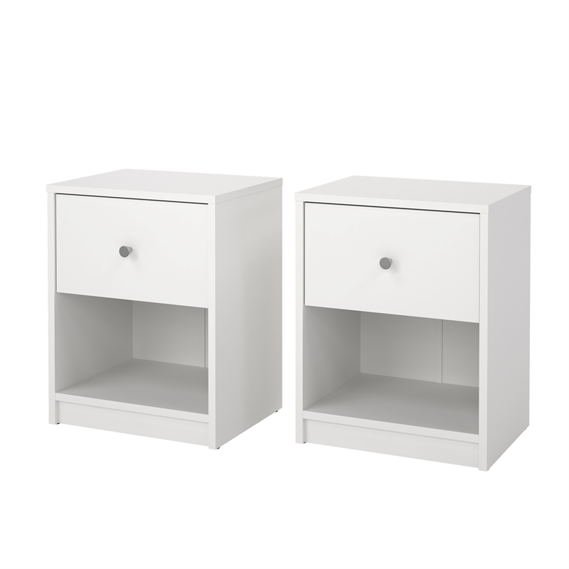 Tvilum  Portland White 1 Drawer Set of 2 Nightstand