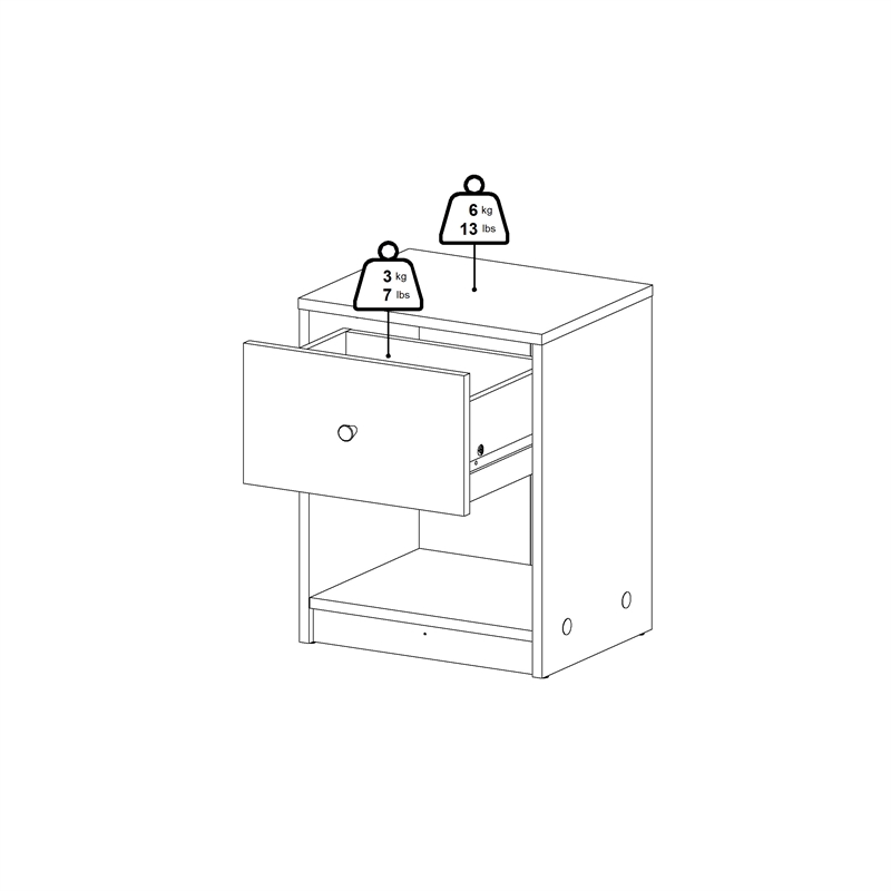 Tvilum  Portland White 1 Drawer Set of 2 Nightstand