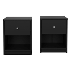Tvilum  Portland Black 1 Drawer  Set of 2 Nightstand