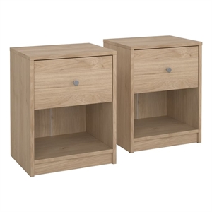 Tvilum Portland Jackson Hickory 1 Drawer   Nightstand Set of 2