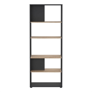Tvilum Sign Tall Matte Grey/Jackson Hickory 5 Shelf Bookcase Room Divider