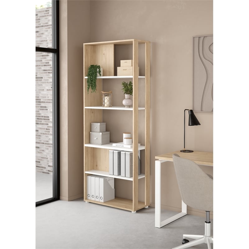 Tvilum Sign Jackson Hickory/White 5 Shelf Bookcase Room Divider