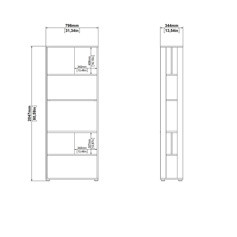 Tvilum Sign Jackson Hickory/White 5 Shelf Bookcase Room Divider