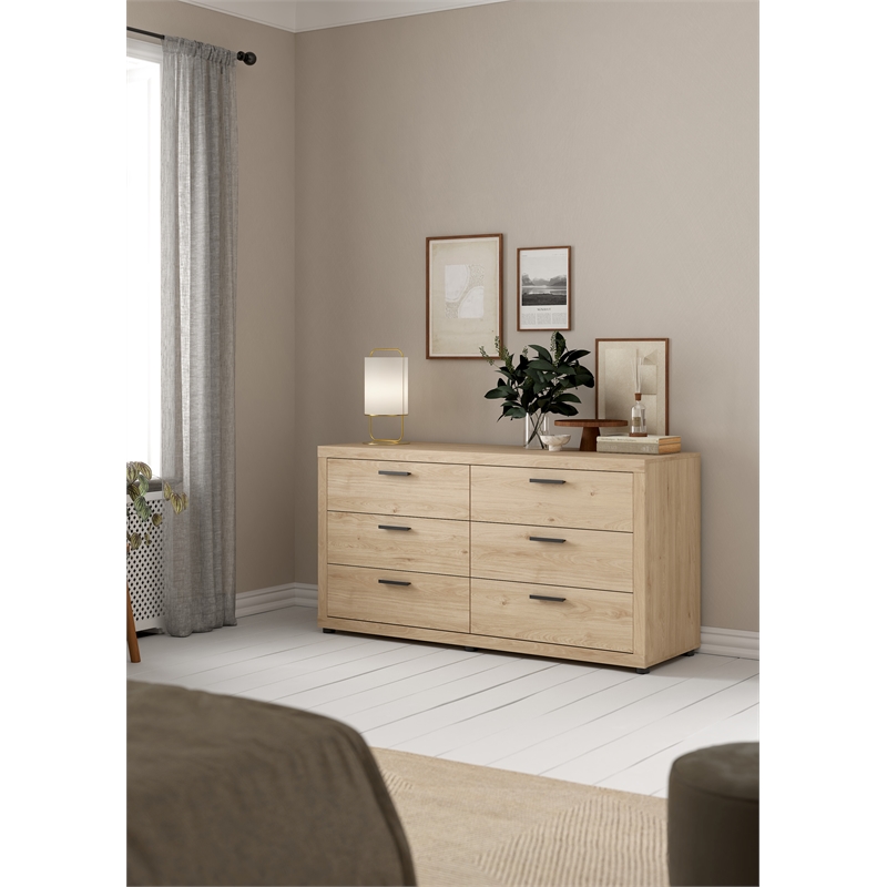 Tvilum Mira 6 Drawer Double Dresser Jackson Hickory