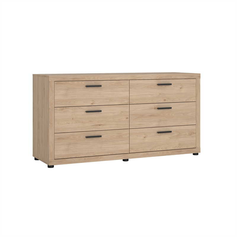 Tvilum Mira 6 Drawer Double Dresser Jackson Hickory