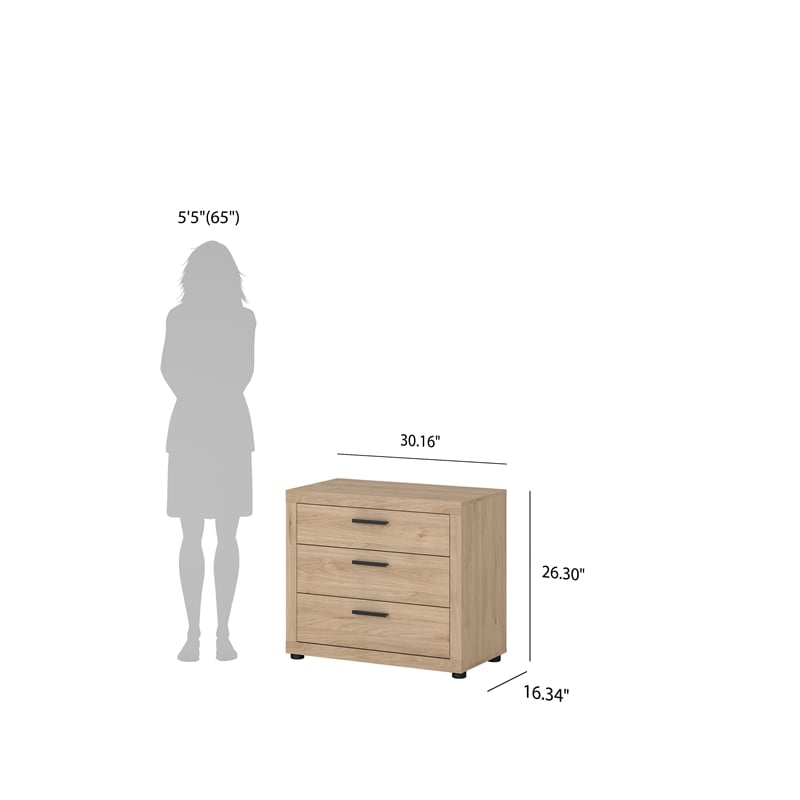 Tvilum Mira 3 Drawer Chest Jackson Hickory