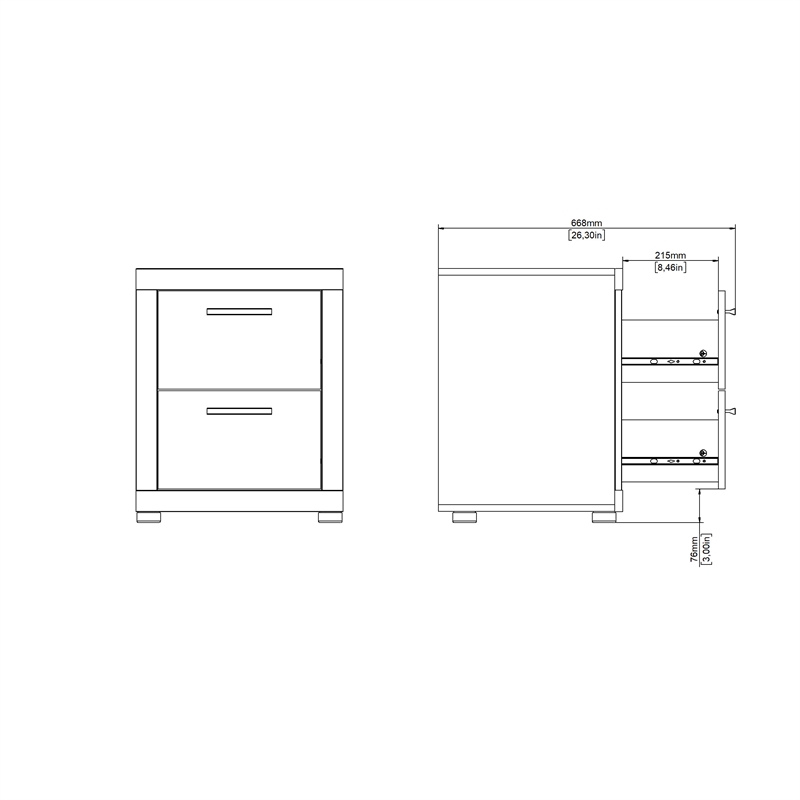 Tvilum Mira Jackson Hickory 2 Drawer Nightstand