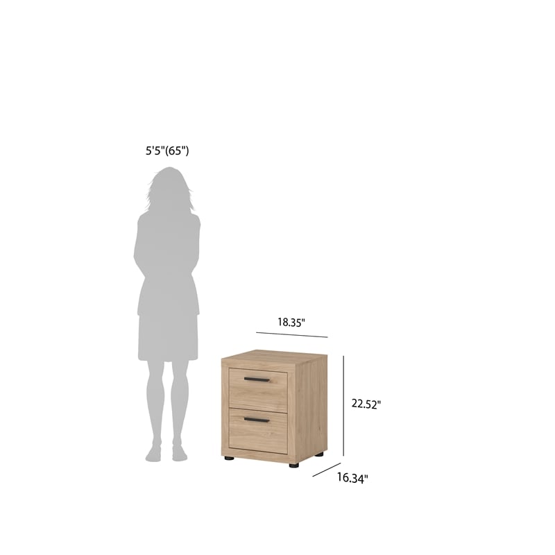 Tvilum Mira Jackson Hickory 2 Drawer Nightstand